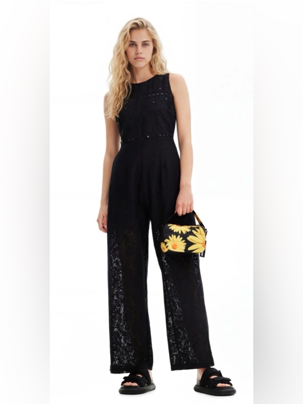 Desigual | Saray Black Embroidered Lace Jumpsuit